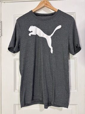 Puma Gray Heather Performance Tee with White Logo
